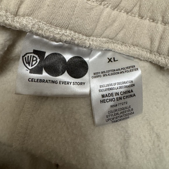 Warner Bros 100 Looney Tunes Flintstones Sweatpants XL Beige Bugs Lola Bunny - Picture 6 of 7